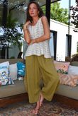 Sandbar Linen Blend Barrel Culotte Pant Deep Olive